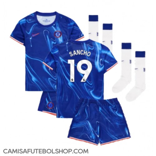 Camisa de time de futebol Chelsea Jadon Sancho #19 Replicas 1º Equipamento Infantil 2024-25 Manga Curta (+ Calças curtas)